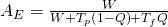 A_{E}=\frac{W}{W+T_{p}\left(1-Q \right)+T_{f}Q}