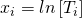 x_{i}=ln\left[T_{i} \right]