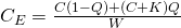 C_{E}=\frac{C\left(1-Q \right)+\left(C+K \right)Q}{W}