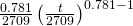 \frac{0.781}{2709}\left(\frac{t}{2709}\right)^{0.781-1}